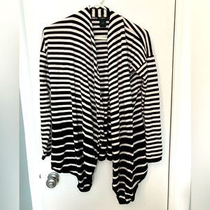 Ann Taylor Black & White Striped Cardigan